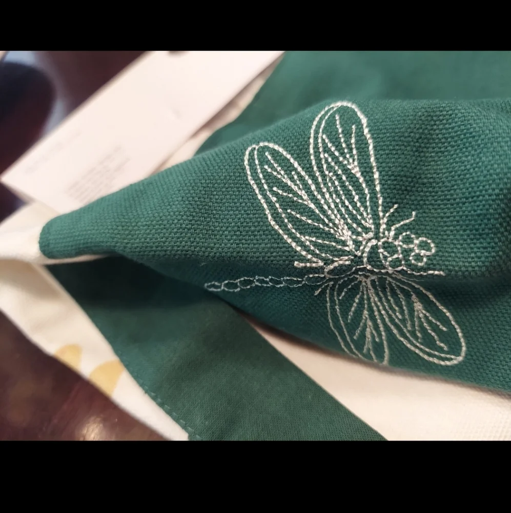 Botanical Dragonfly Apron - Painted Embroidered Cotton BNWT RETIRED 2022